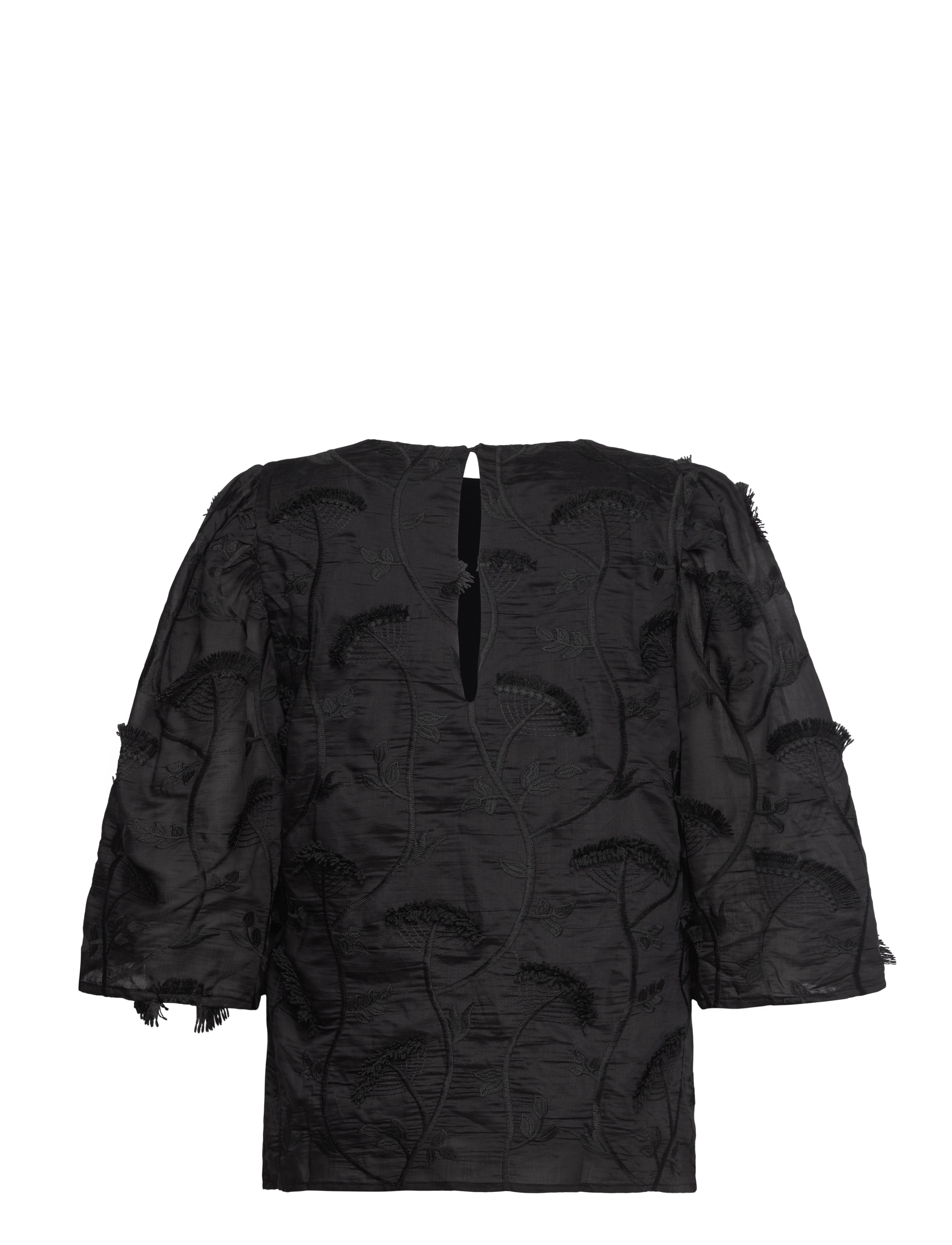 Minus - MSPiper Round Neck Blouse - kurzämlige blusen - sort - 1