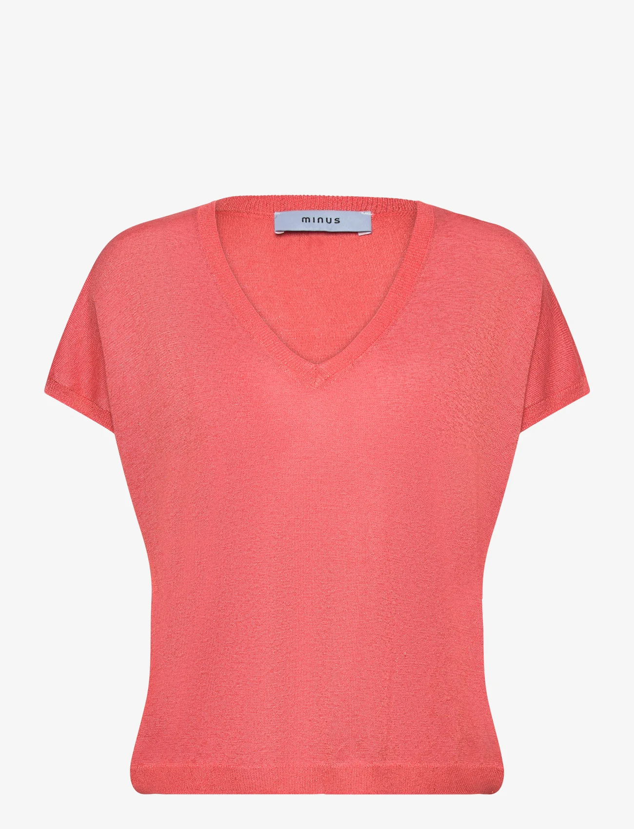 Minus - MSCarlina Batsleeve Knit Tee - t-shirts - hot coral met. - 0