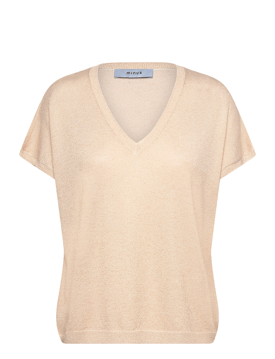 Minus - MSCarlina Batsleeve Knit Tee - kortærmede bluser - medal gold metallic - 1