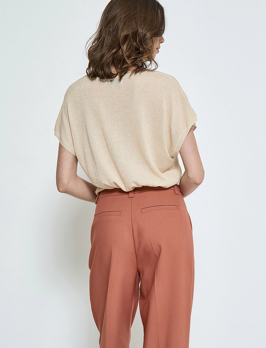 Minus - MSCarlina Batsleeve Knit Tee - kortærmede bluser - medal gold metallic - 3
