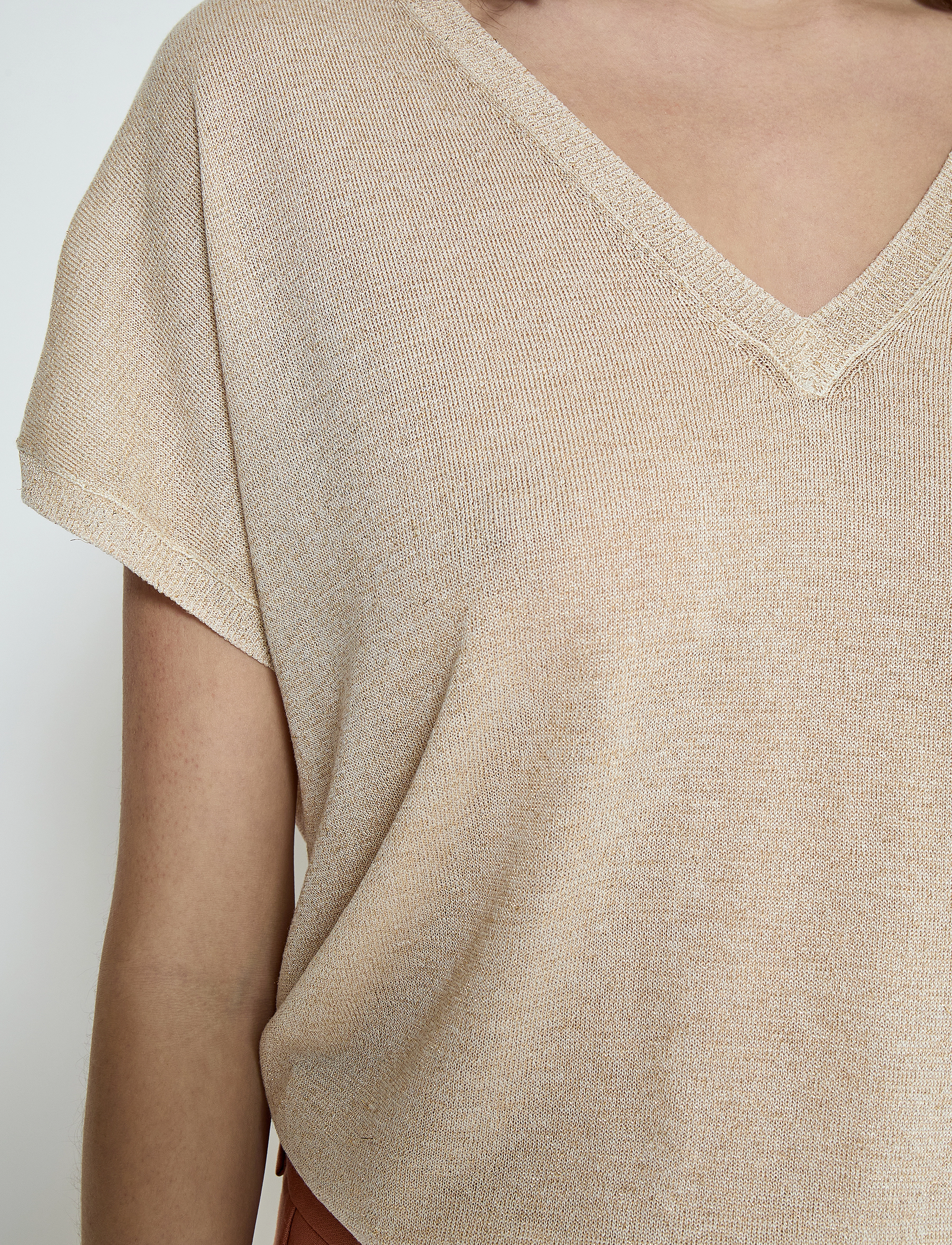 Minus - MSCarlina Batsleeve Knit Tee - kortærmede bluser - medal gold metallic - 4
