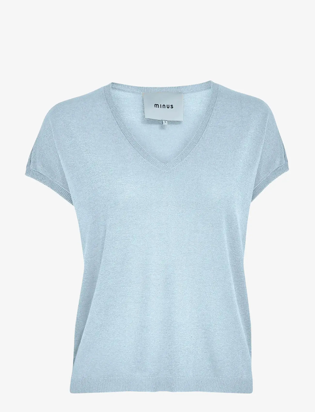 Minus - MSCarlina Batsleeve Knit Tee - kortærmede bluser - skyway blue metal. - 1