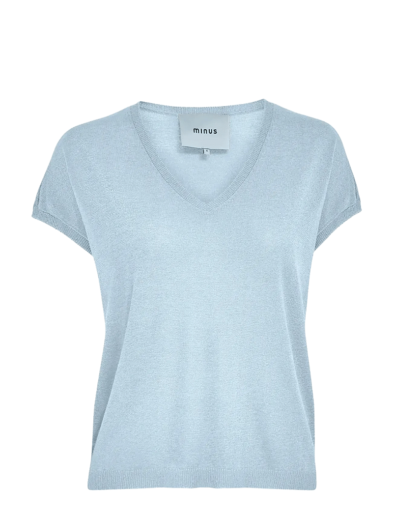 Minus - MSCarlina Batsleeve Knit Tee - kortærmede bluser - skyway blue metal. - 1