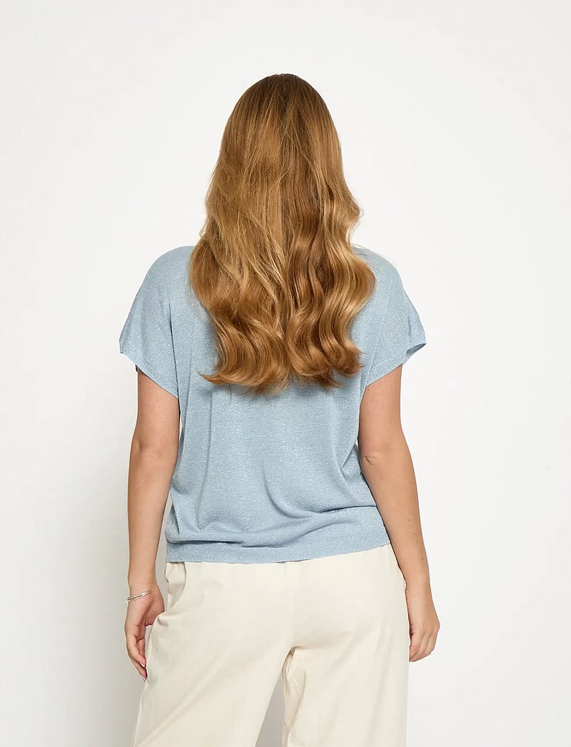 Minus - MSCarlina Batsleeve Knit Tee - kortærmede bluser - skyway blue metal. - 2