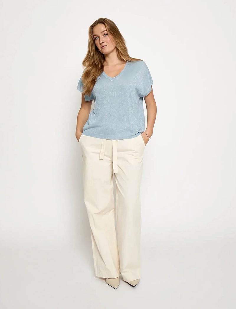 Minus - MSCarlina Batsleeve Knit Tee - kortærmede bluser - skyway blue metal. - 3