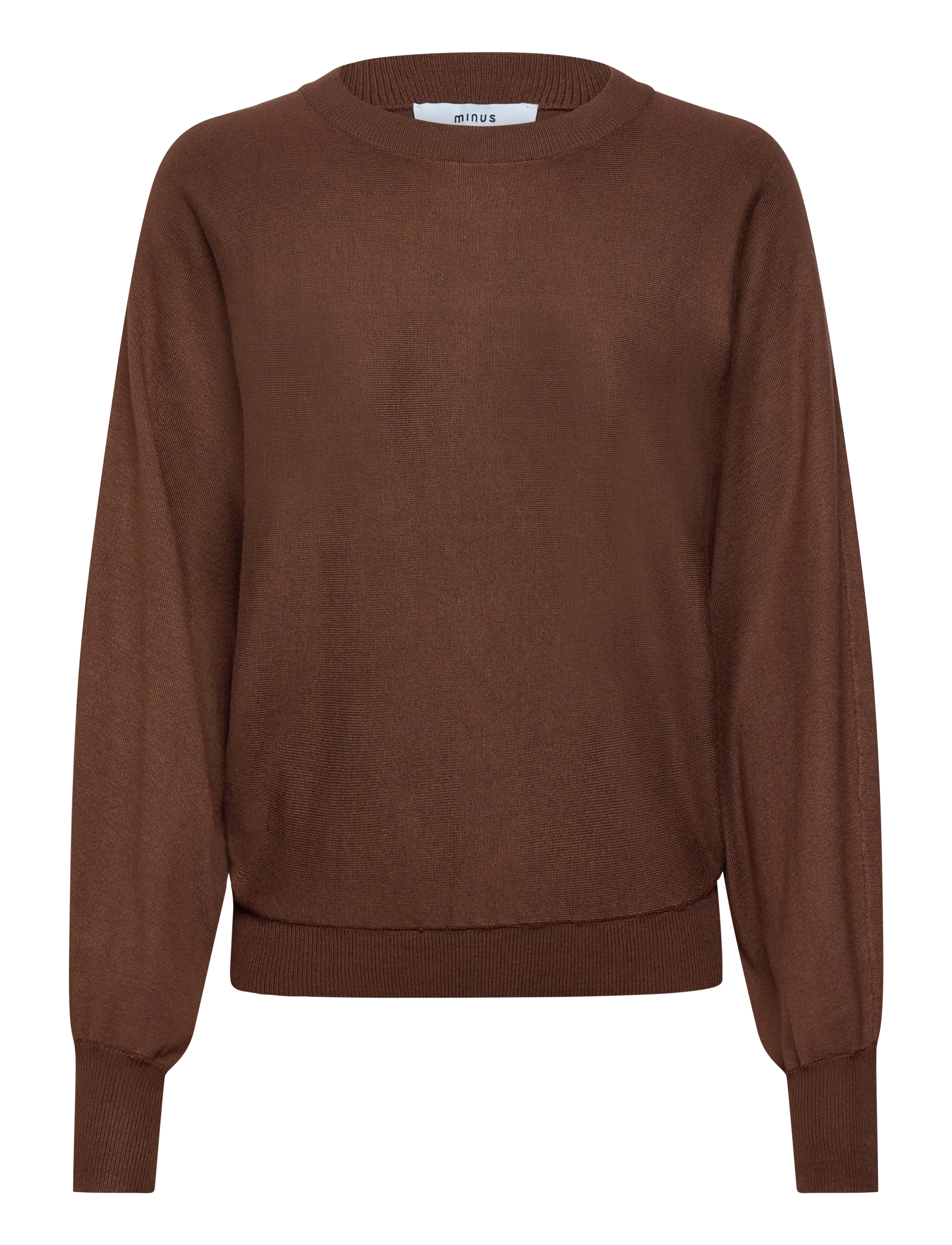 Minus Msdana Bat Sleeve Knit Pullover, Kvinder, Flagermusærme Strikket Pullover, Brun, Str: XS