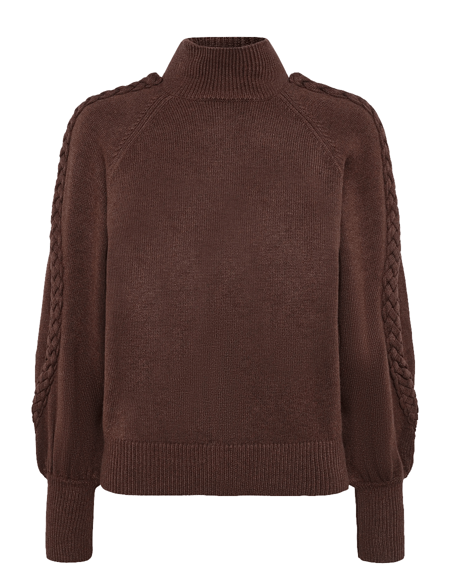 Minus - MSVera High Neck Knit Pullover - striktrøjer - carafe - 0
