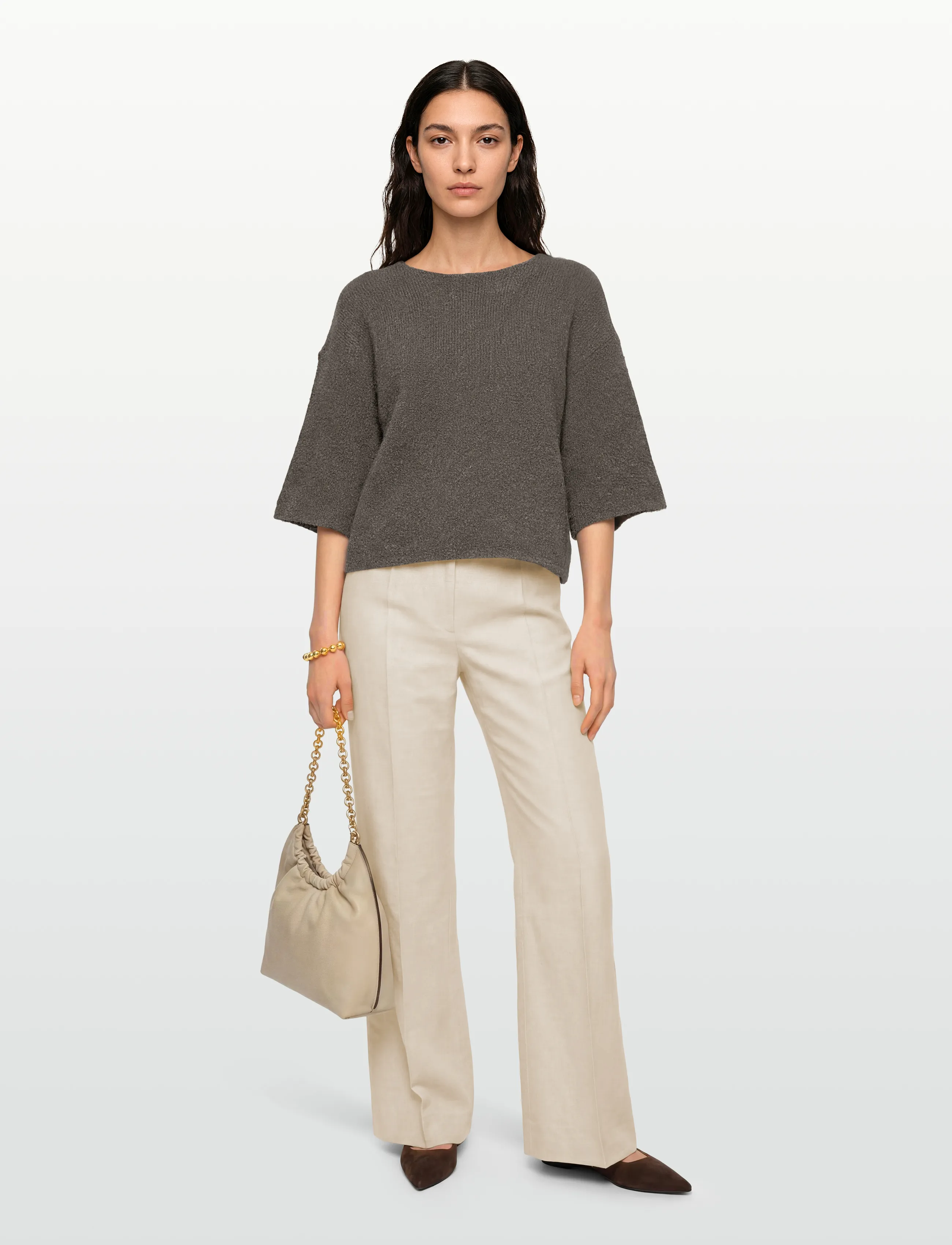 Minus - MSTalima Cropped Knit Pullover - neulepuserot - gunmetal - 0