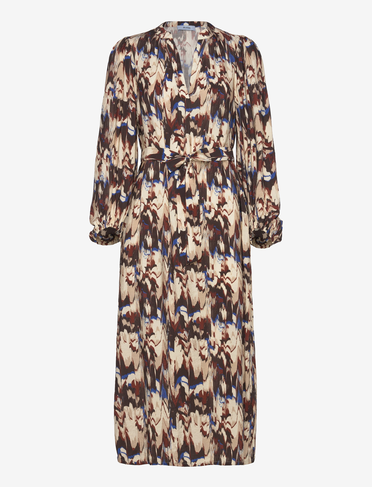 Minus - MSCassandra Midi Dress - skjortekjoler - madder brown print - 0