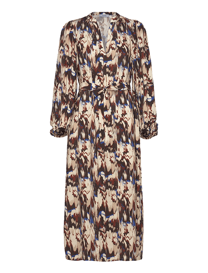 Minus - MSCassandra Midi Dress - skjortekjoler - madder brown print - 0
