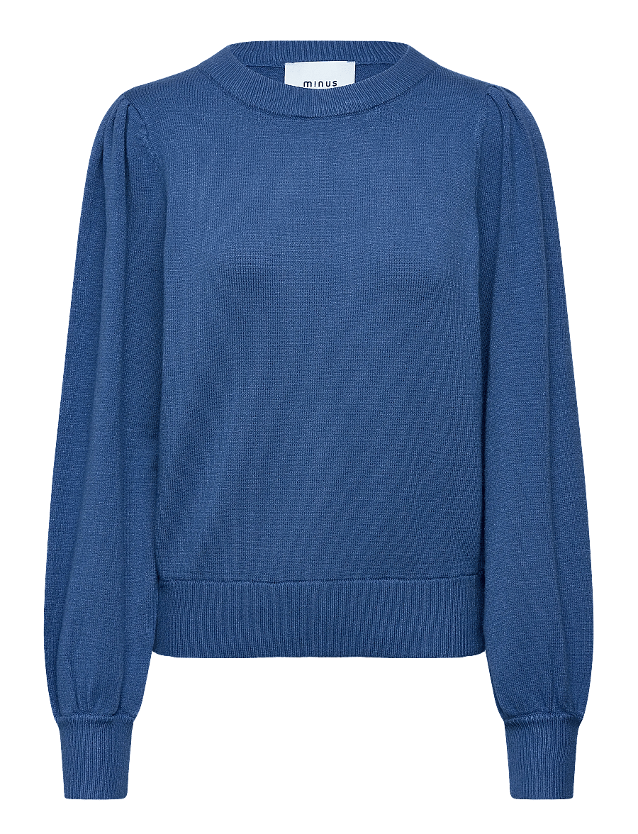 Minus - MSJudy Round Neck Pullover - stickade tröjor - blue riverside - 0