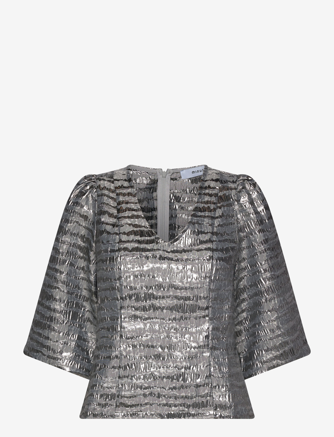 Minus - MSMelbi V-Neck Blouse - kurzämlige blusen - gunmetal - 1