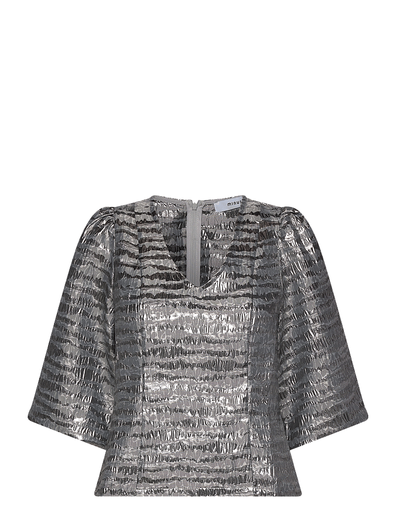 Minus - MSMelbi V-Neck Blouse - kurzämlige blusen - gunmetal - 1
