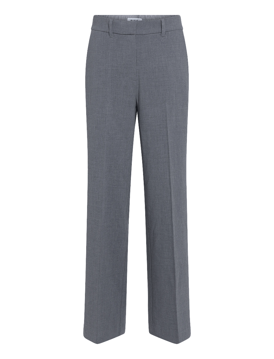Minus - MSWelma Mid Waist Pant - straight leg trousers - light grey melange - 0