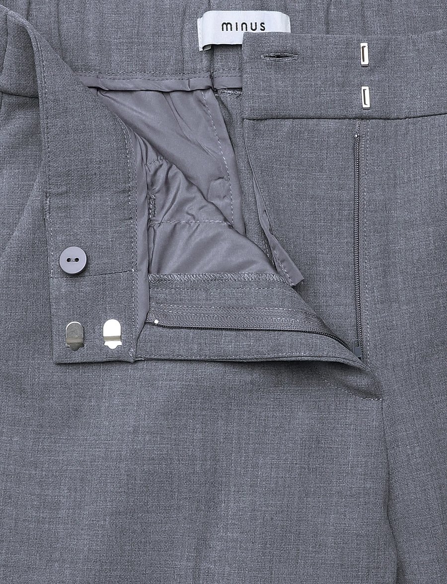 Minus - MSWelma Mid Waist Pant - straight leg trousers - light grey melange - 3