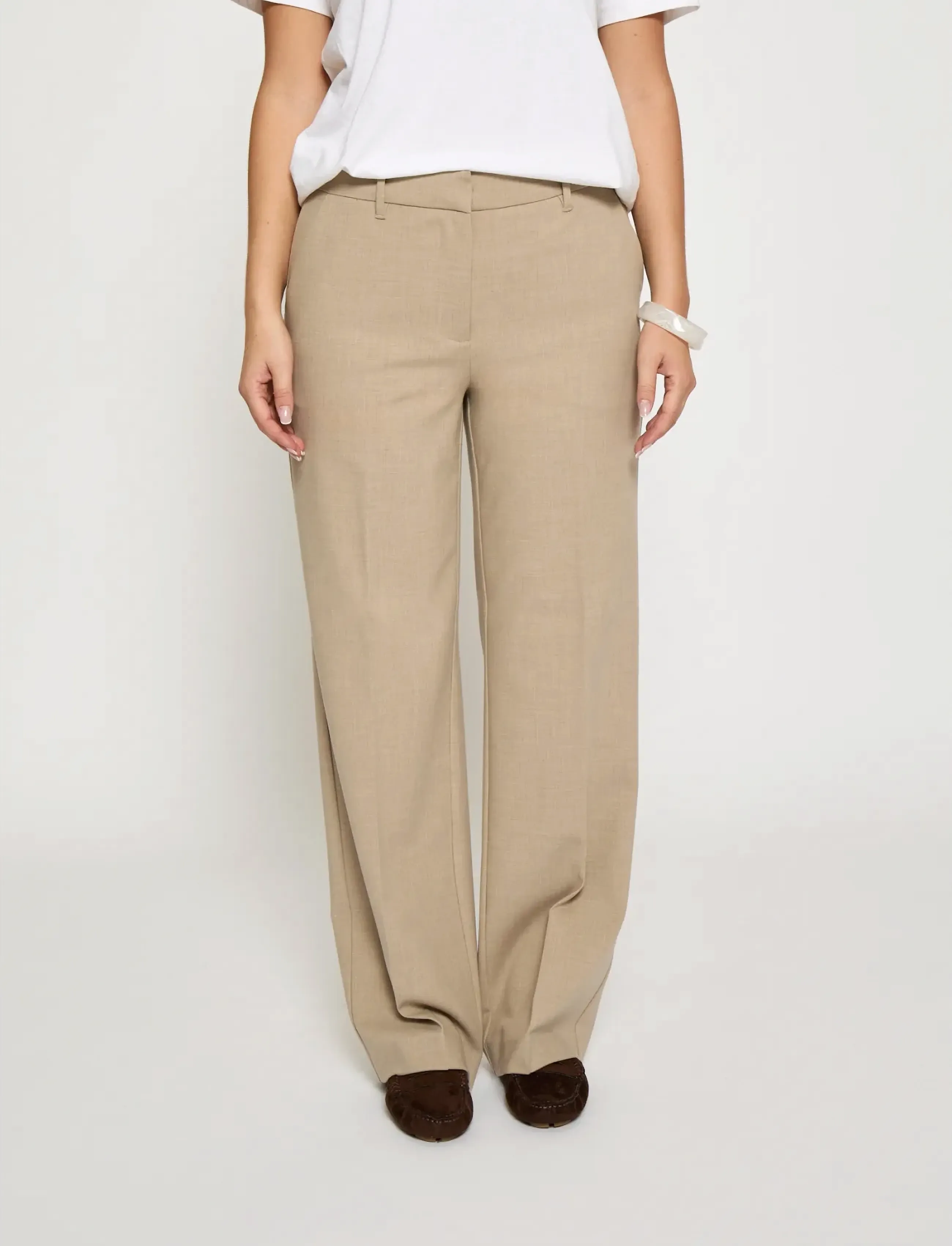 Minus Mswelma Mid Waist Pant, 44, Trousers, Beige - Straight Leg, Frauen