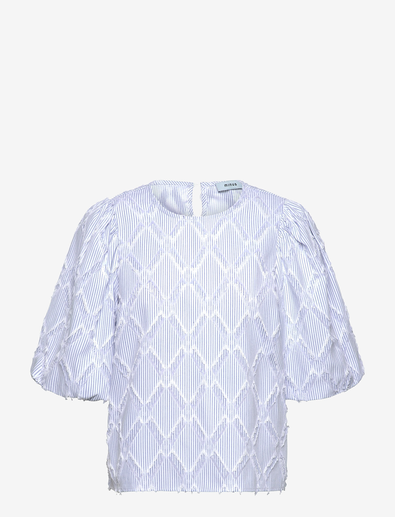 Minus - MSAstra Short Sleeve Blouse - kortärmade blusar - ice blue stripe - 1