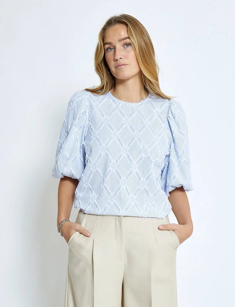 Minus - MSAstra Short Sleeve Blouse - palaidinės trumpomis rankovėmis - ice blue stripe - 0