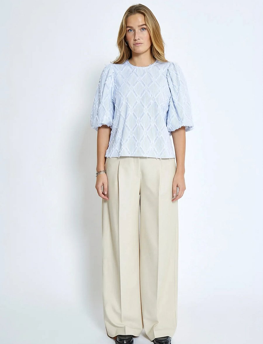 Minus - MSAstra Short Sleeve Blouse - blouses à manches courtes - ice blue stripe - 4