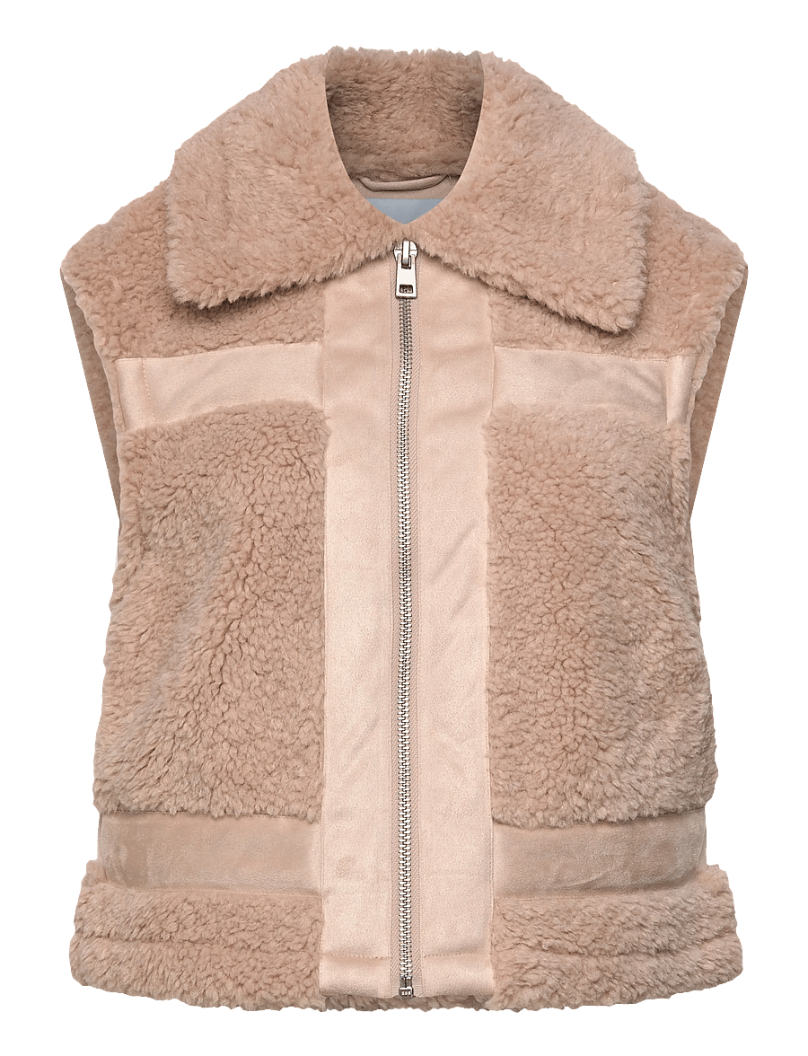 Minus - MSAlda Faux Fur Vest - fleece- og teddyveste - sand gray - 0