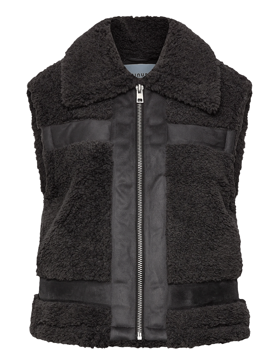 Minus - MSAlda Faux Fur Vest - fleece- und teddy-westen - sort - 1