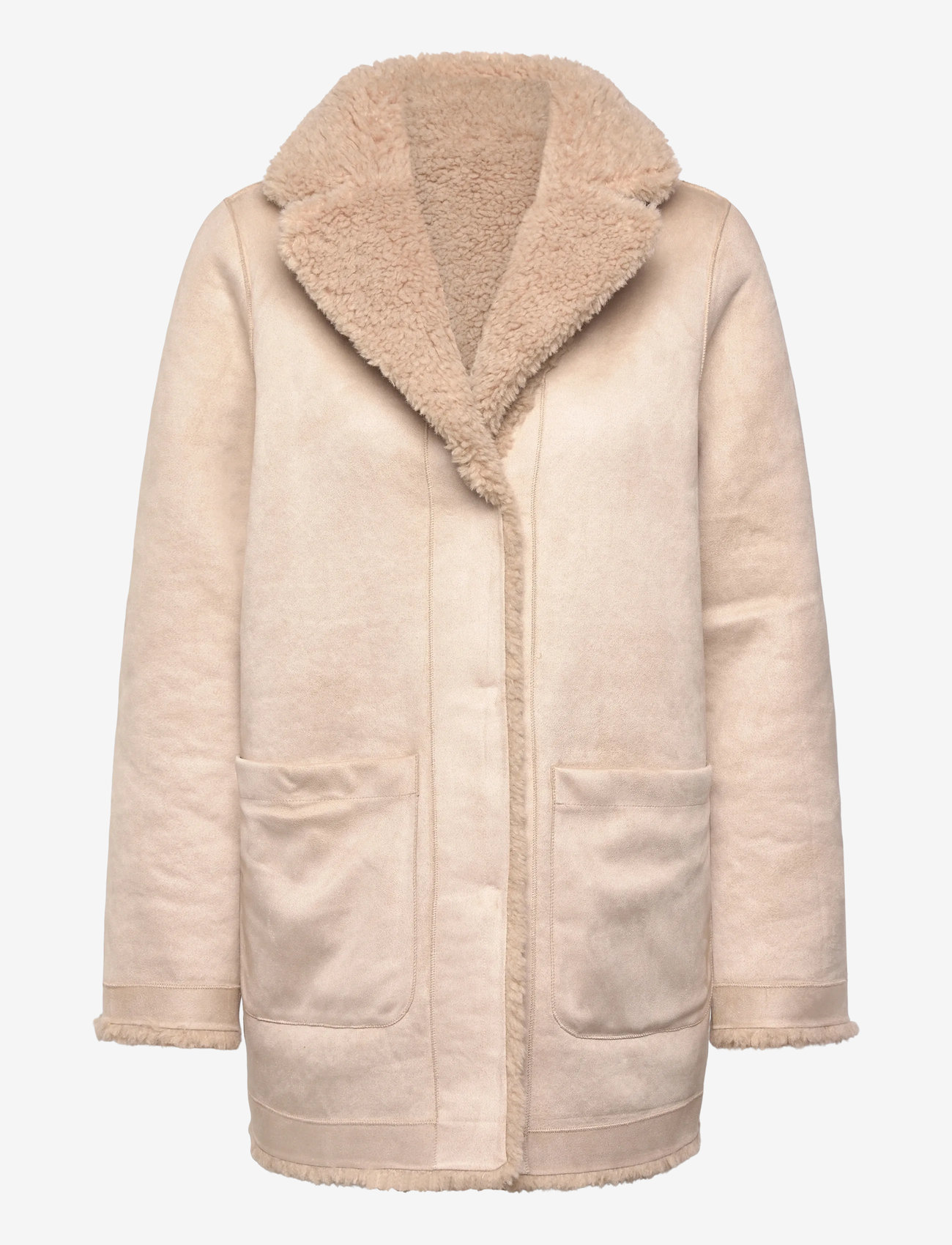 Minus - MSAlda Reversible Faux Fur Jacket - kunstkarusnahk - sand gray - 2