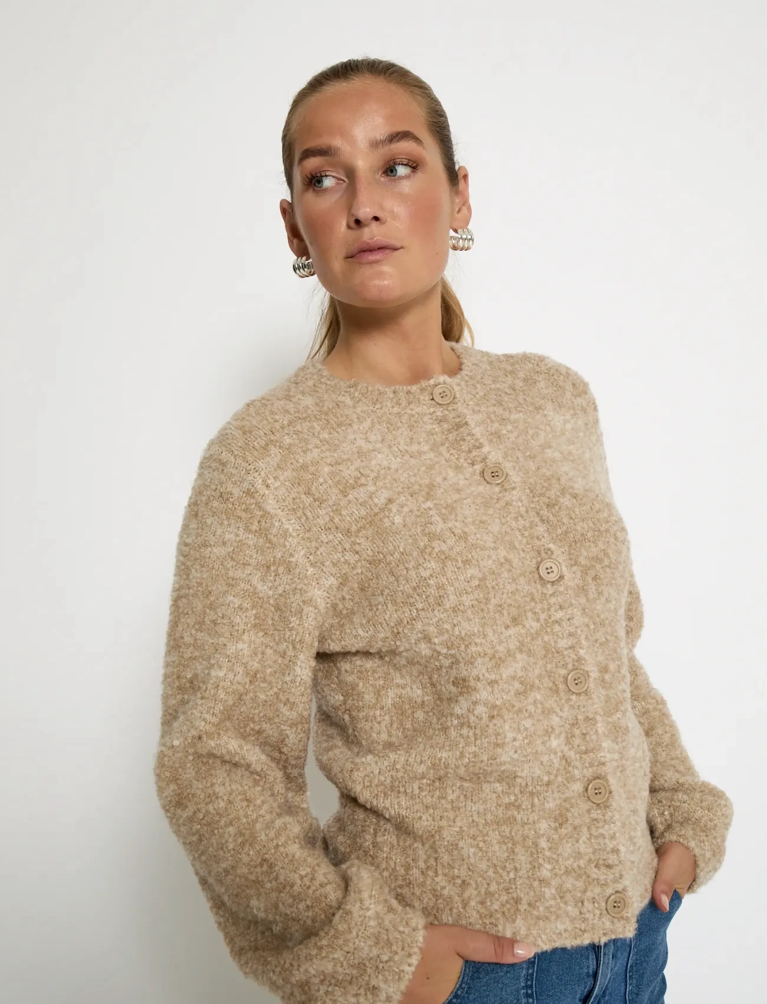 Minus - MSJennie GRS Knit Cardigan - cardigans - tan melange - 5