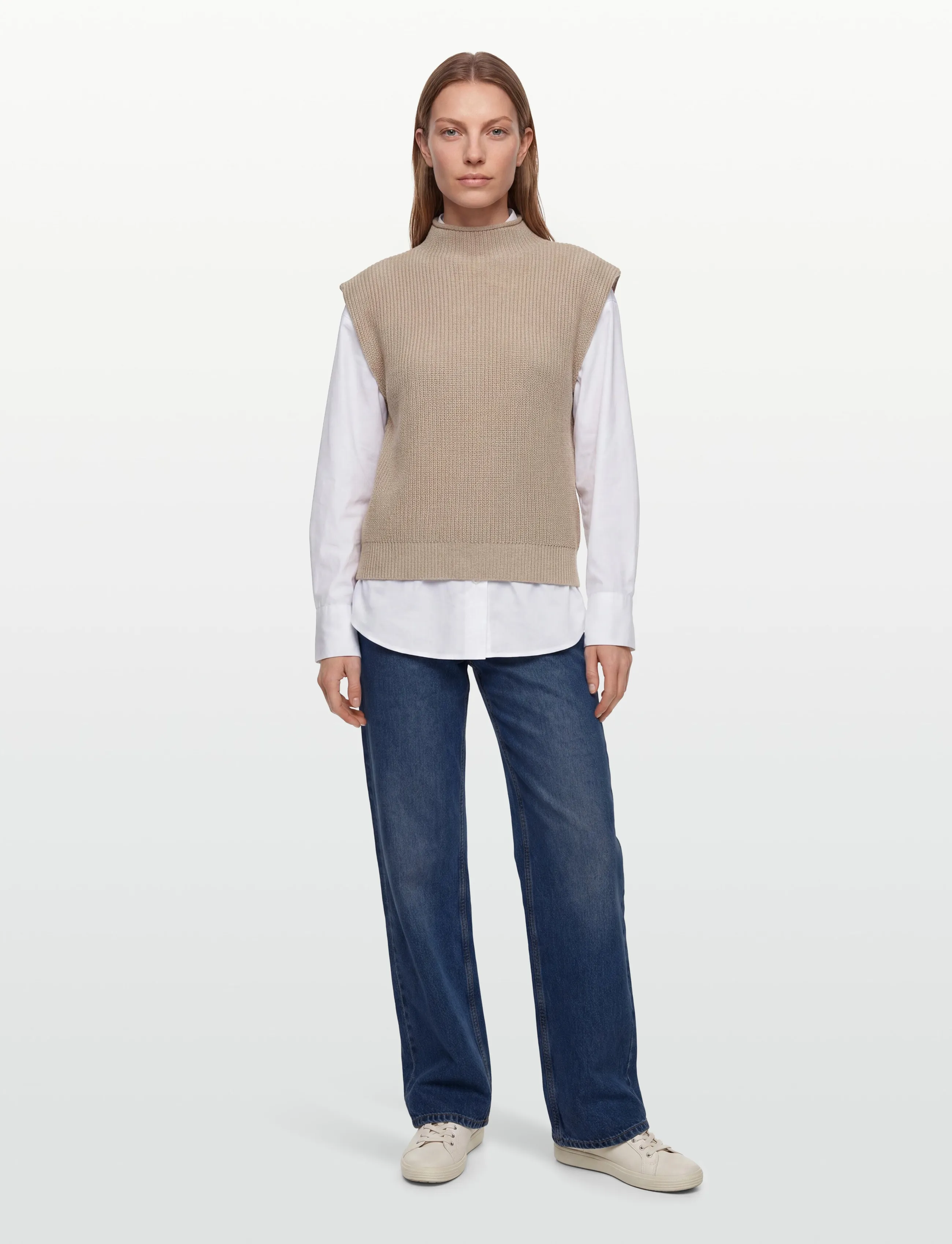 Minus Msnaomi Knit Vest, XXL, Beige, Veste > Strikkede Veste, Dame