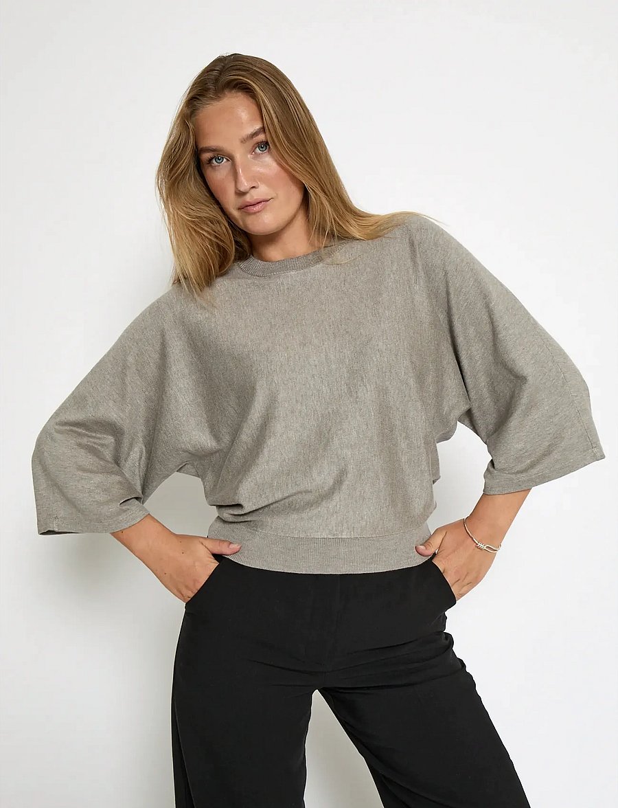 Minus - MSTess Knit T-Shirt - kampsunid - string melange - 5