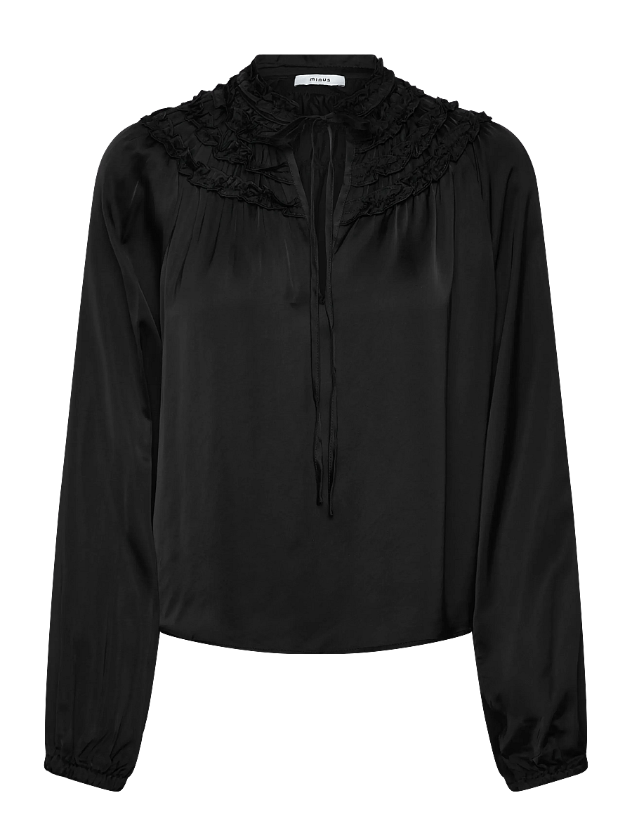 Minus - MSAnnaSofie Blouse - long sleeved blouses - sort - 0