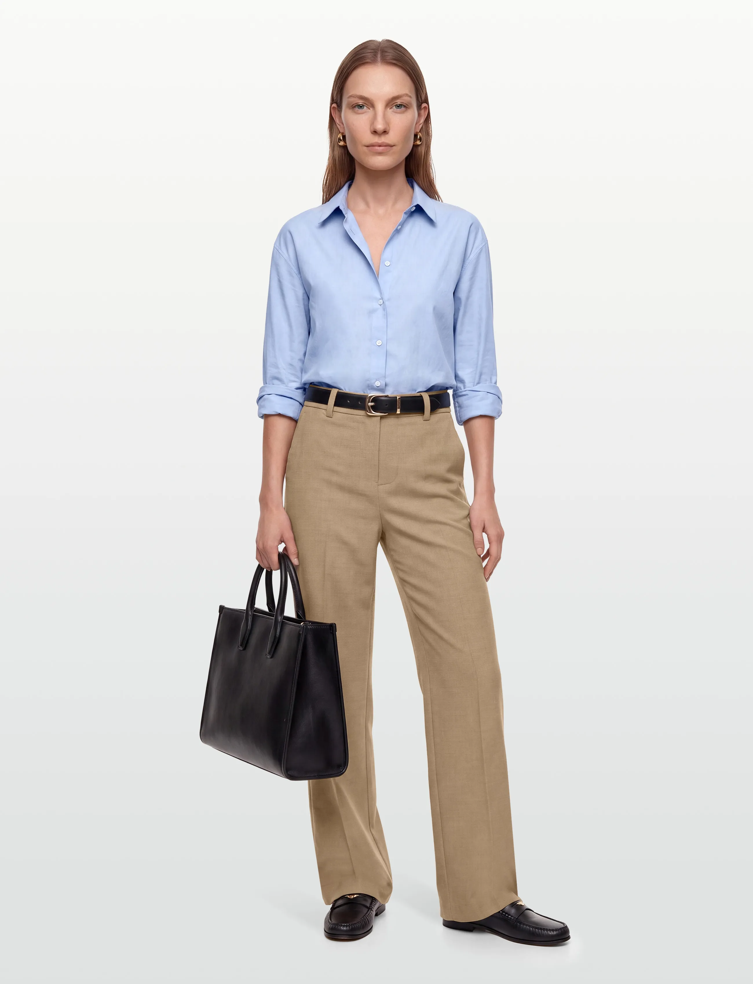 Minus Msaya Mid Waist Pant, 46, Beige, Bukser > Lige Ben, Dame