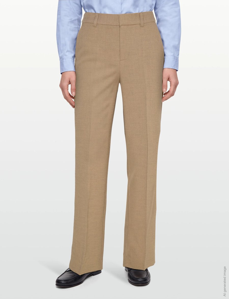 Minus - MSAya Mid Waist Pant - hose mit geradem bein - tan melange - 3