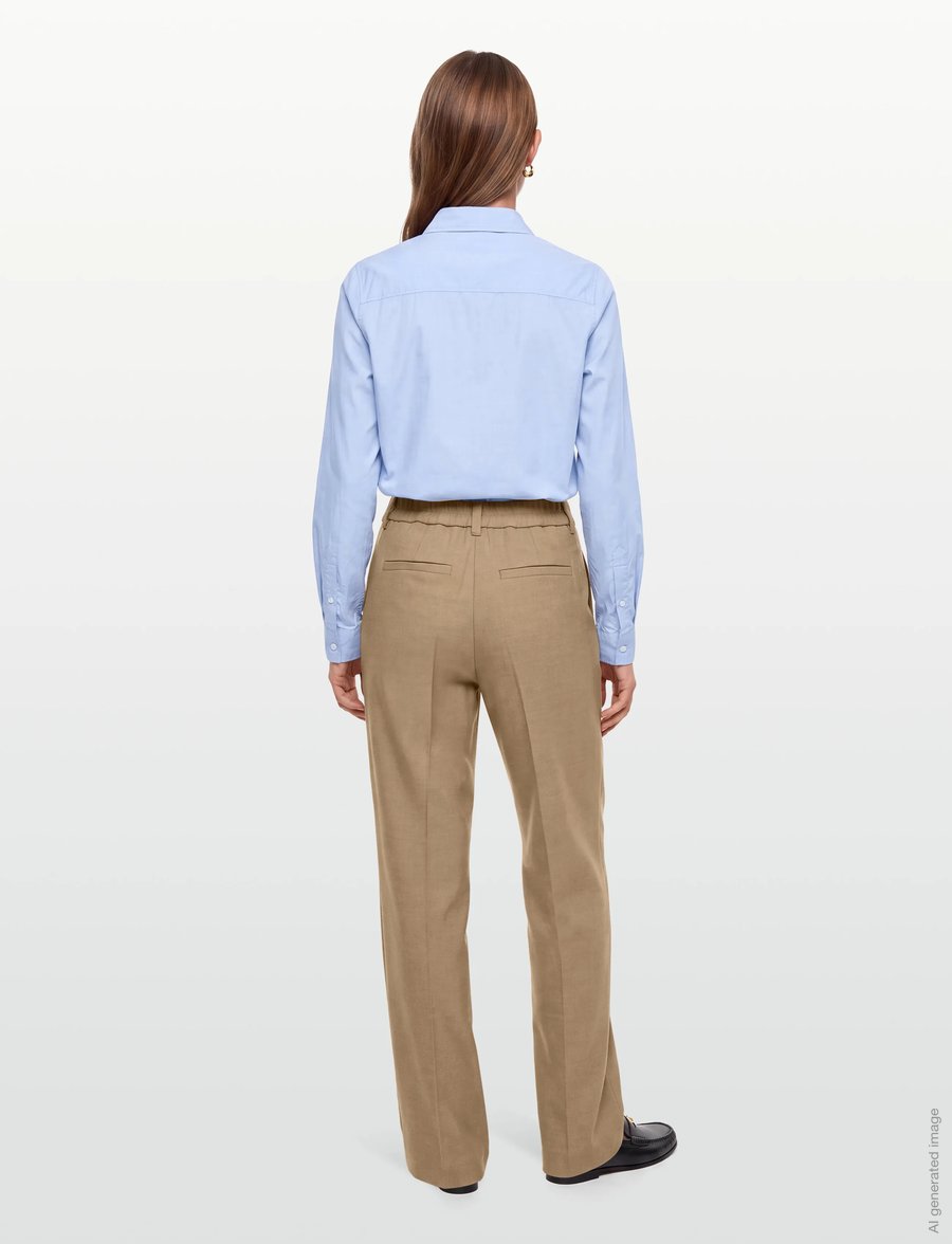 Minus - MSAya Mid Waist Pant - hose mit geradem bein - tan melange - 4