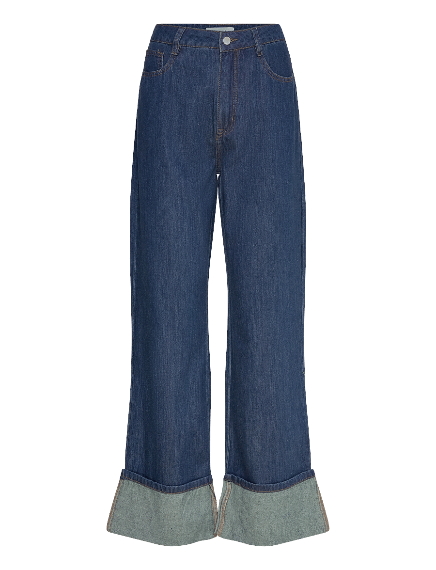 Minus - MSBora Fold up Pant - hosen mit weitem bein - dark denim - 0