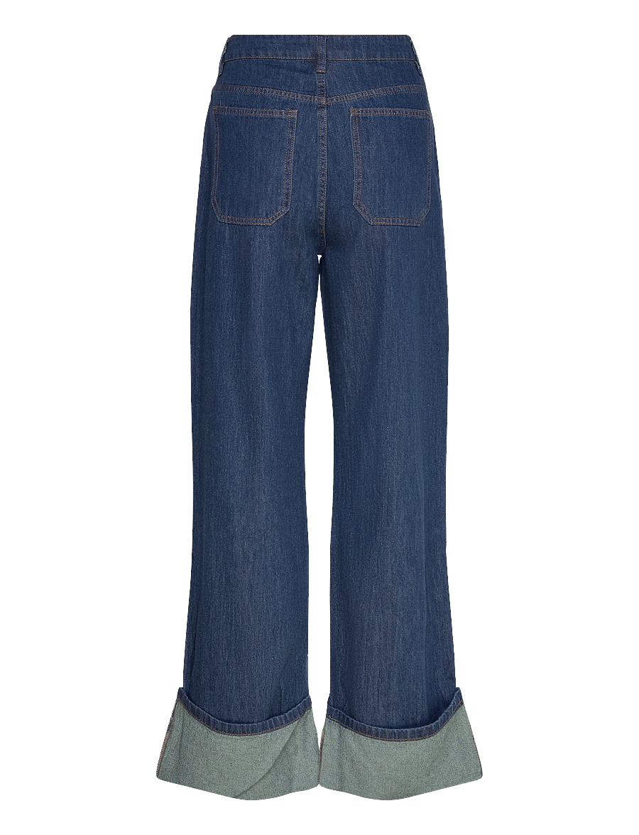 Minus - MSBora Fold up Pant - hosen mit weitem bein - dark denim - 1