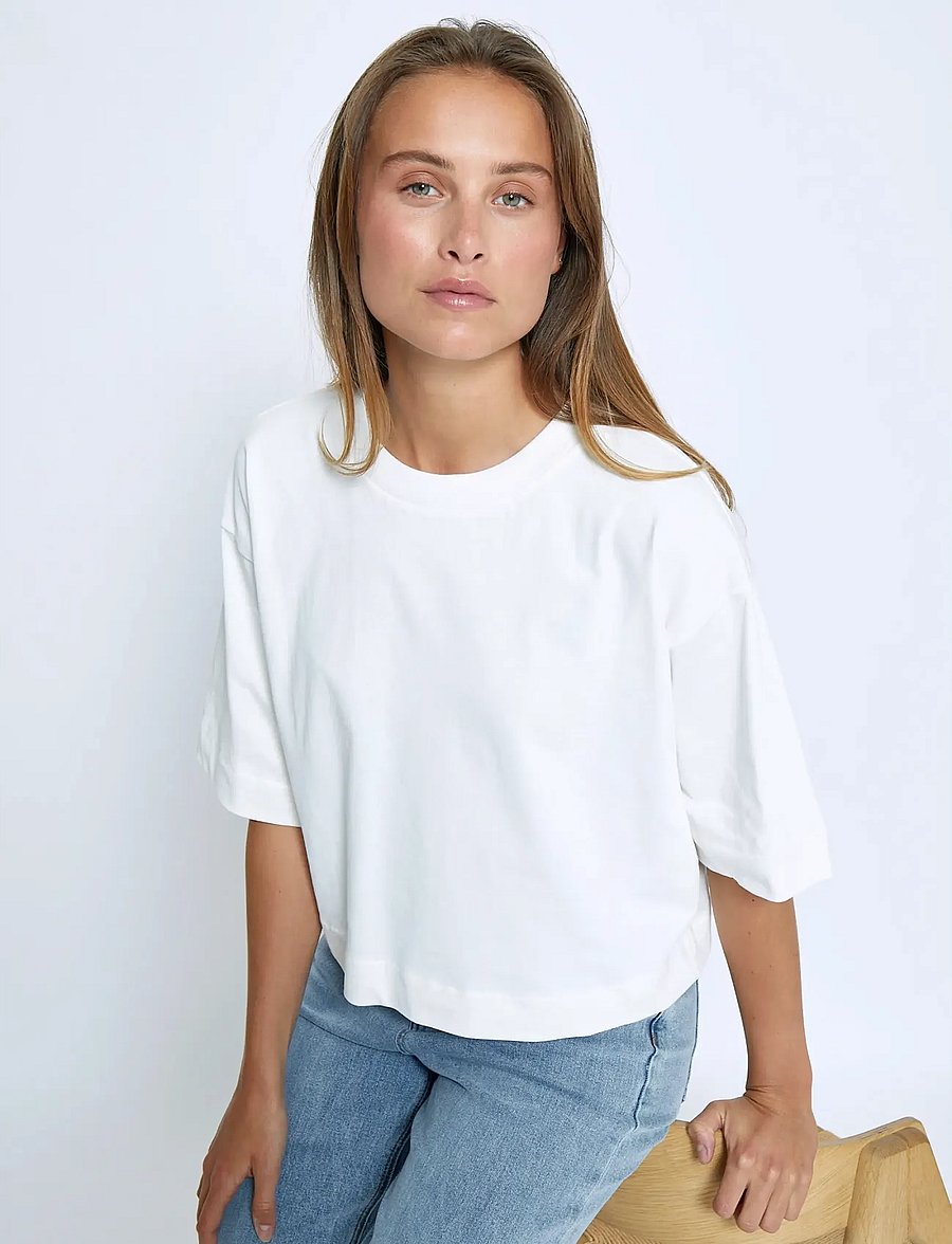 Minus - MSGamma Cropped GOTS T-shirt - t-särgid - cloud dancer - 5