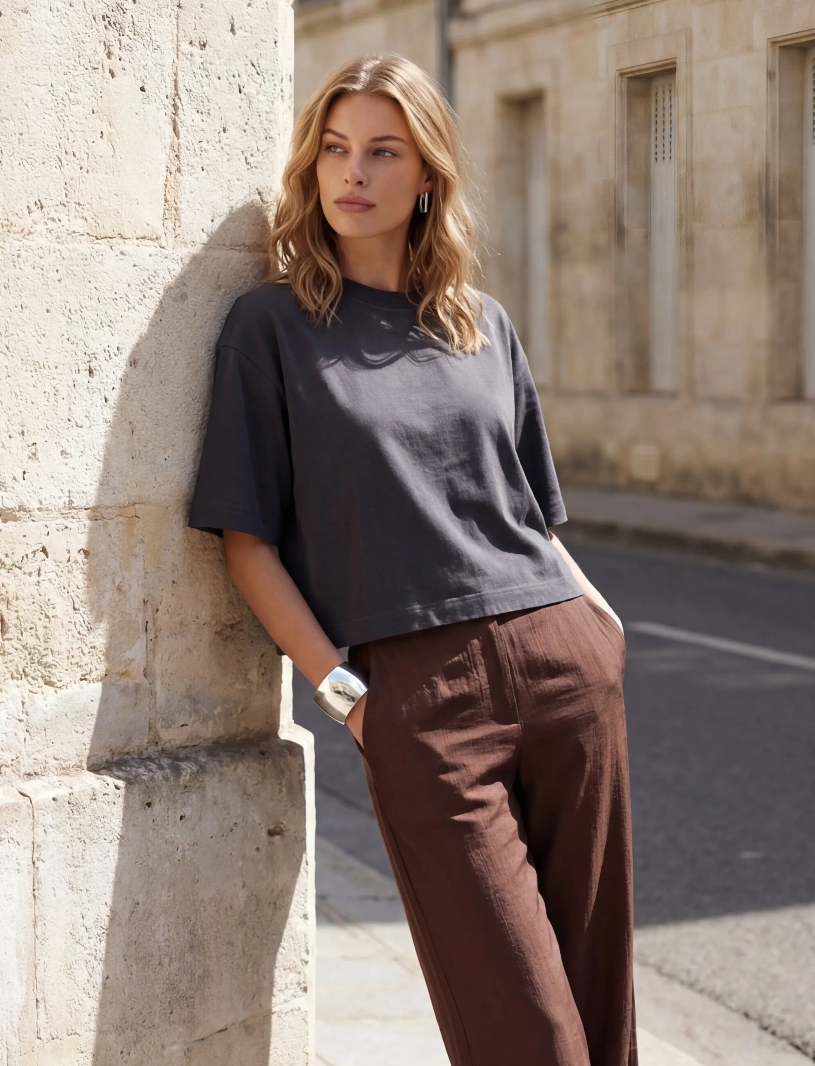 Minus MSGamma Cropped GOTS T-shirt - Fatnaður - SKY CAPTAIN / navy