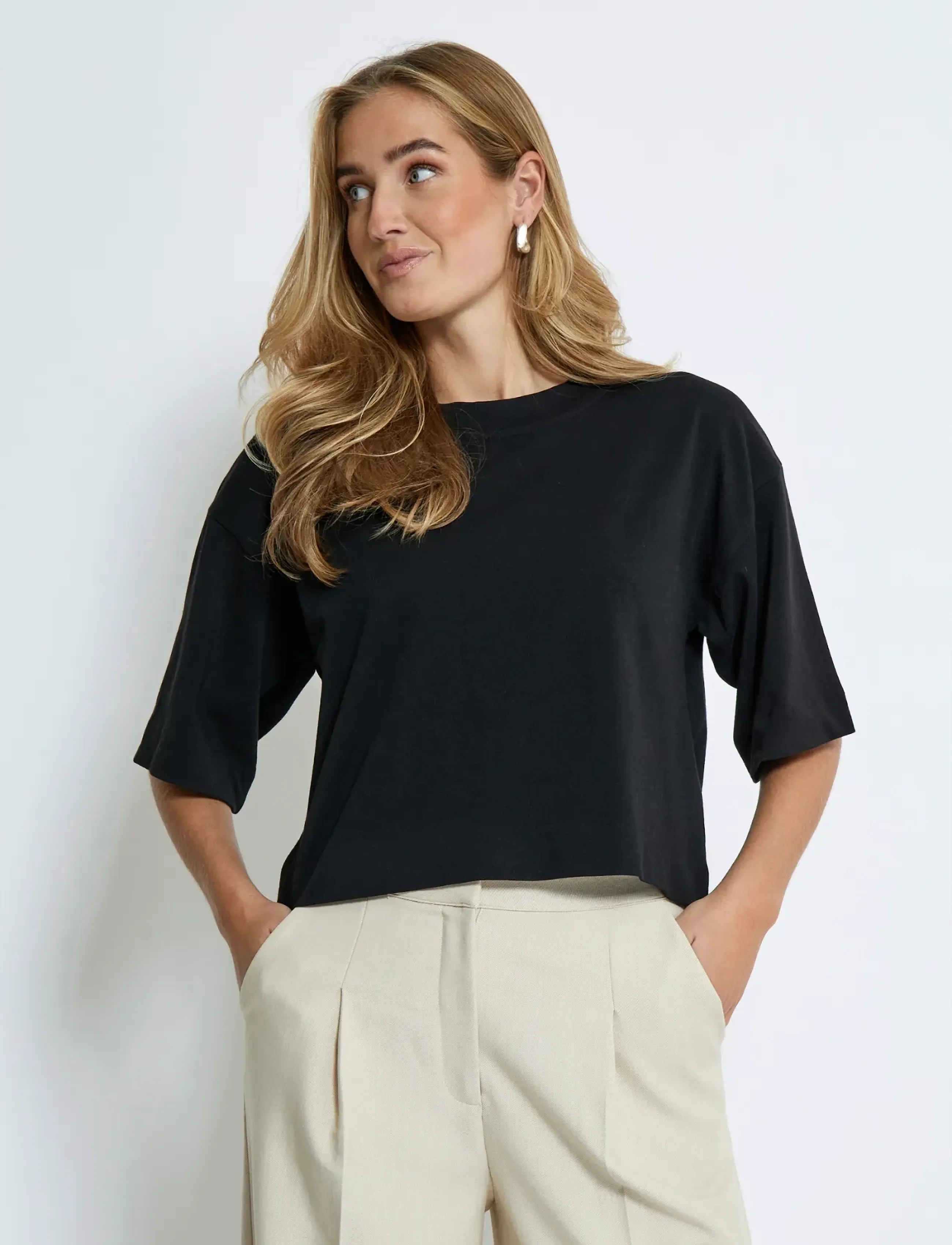 Minus Msgamma Cropped Gots T-Shirt, L, Black, T-Shirts & Toppe > Kortærmede, Dame