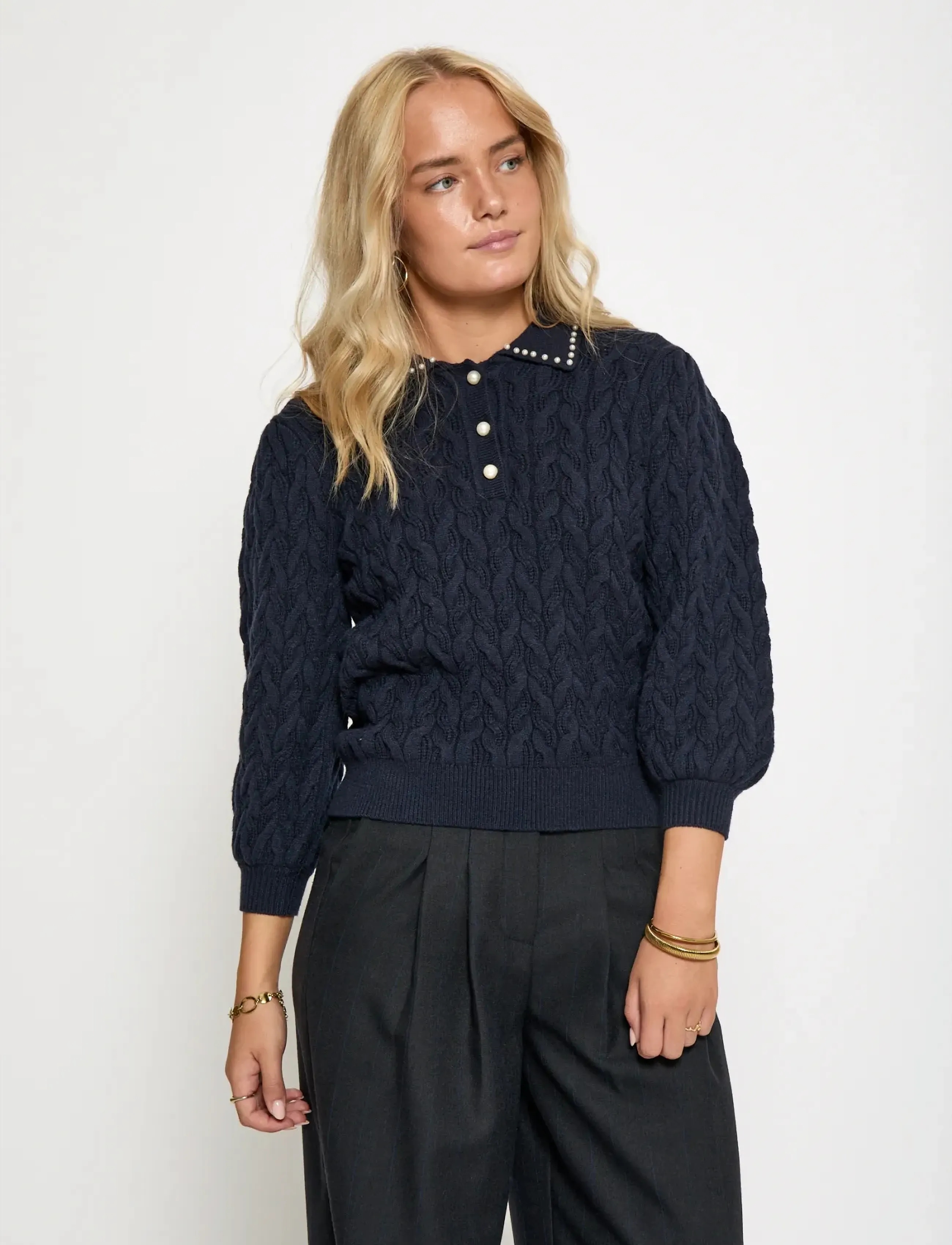 Minus Msfilucca Knit Pullover, M, Knitwear, Marineblau - Cardigans, Frauen