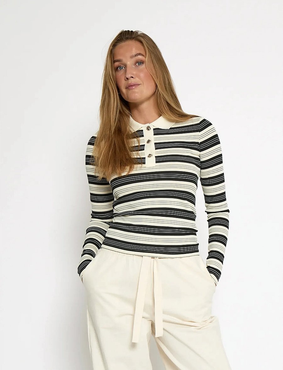 Minus - MSPammie Long Sleeve T-Shirt - polosärgid - black striped - 0