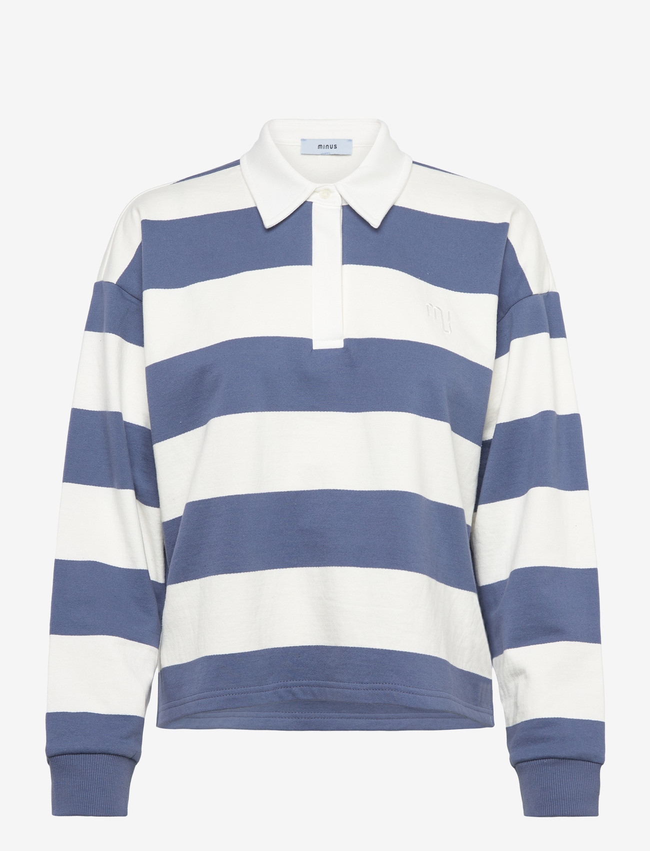 Minus - MSEstella Polo Sweat - dressipluusid - cloud dancer stripe - 0