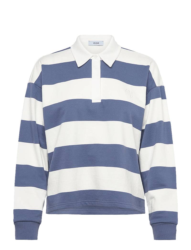 Minus - MSEstella Polo Sweat - dressipluusid - cloud dancer stripe - 0