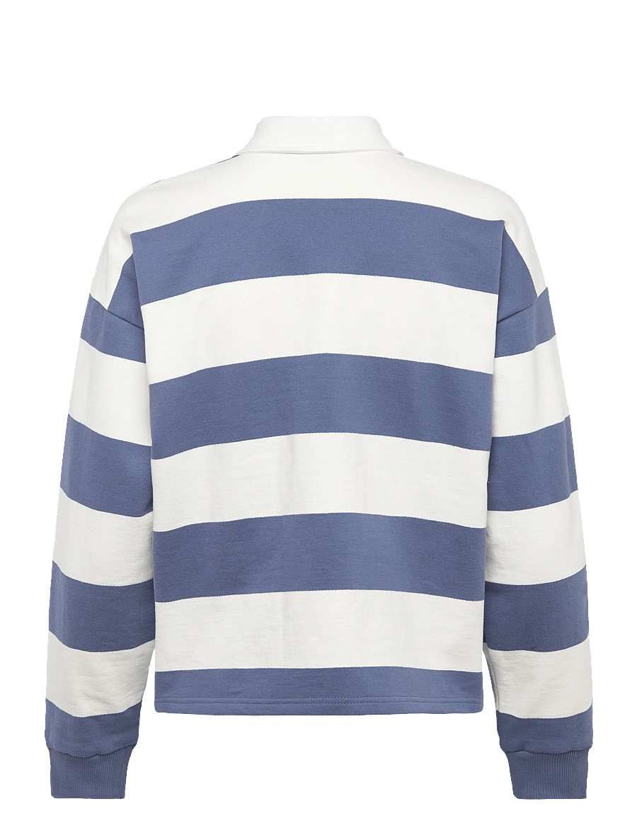 Minus - MSEstella Polo Sweat - sweatshirts - cloud dancer stripe - 2