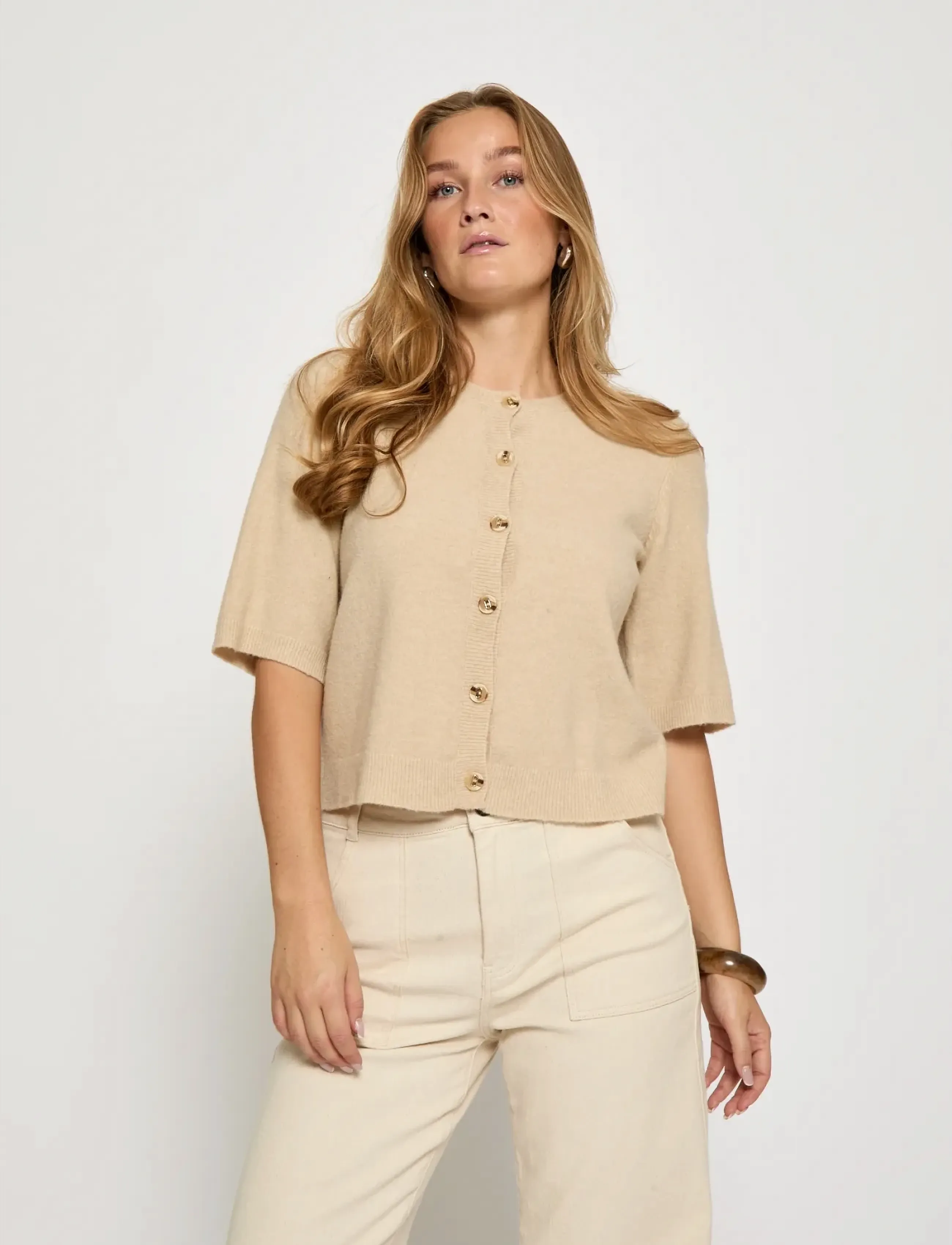 Minus MSJanna Knit Cardigan - Minus - SAND GRAY MELANGE / beige