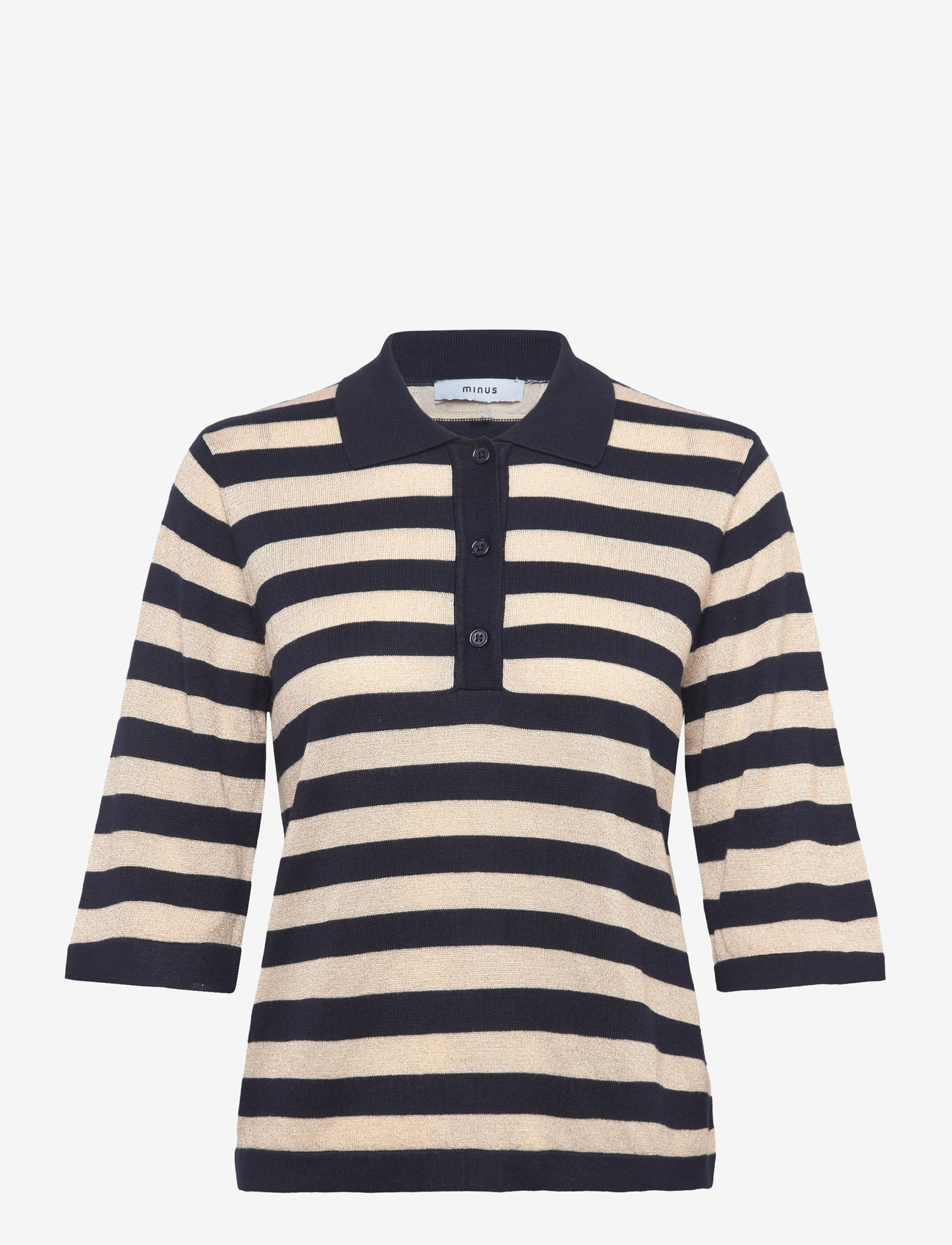 Minus - MSAlice Knit T-Shirt - poloer - black iris stripe - 1
