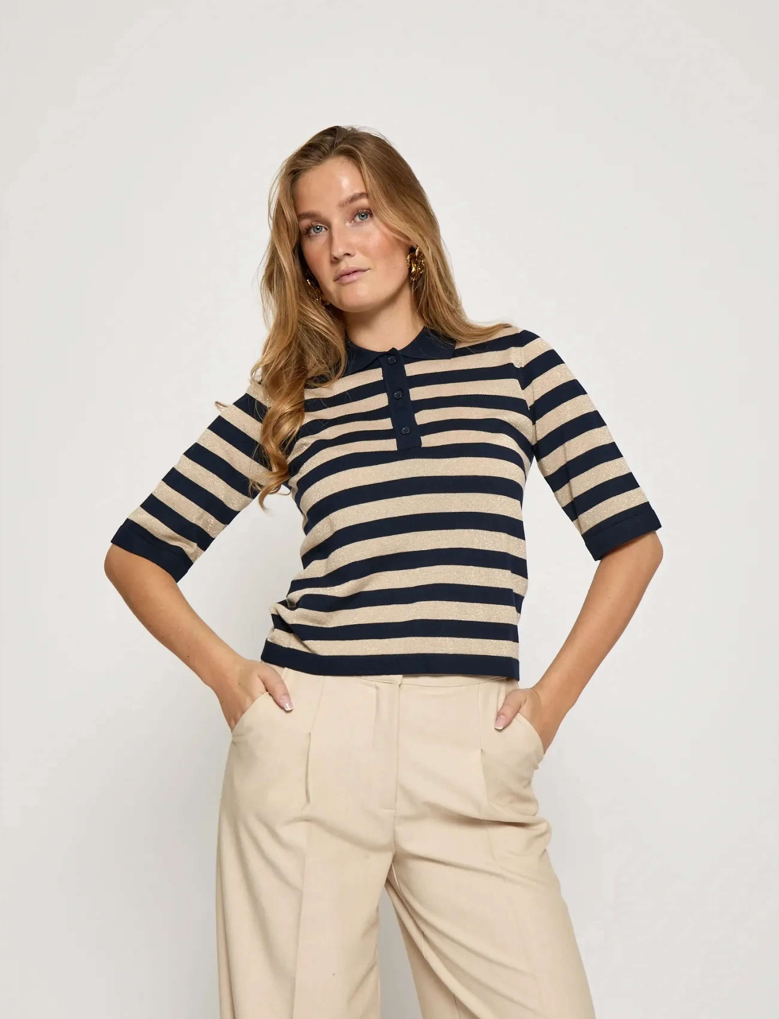 Minus MSAlice Knit T-Shirt - T-shirts & Toppe - BLACK IRIS STRIPE / black