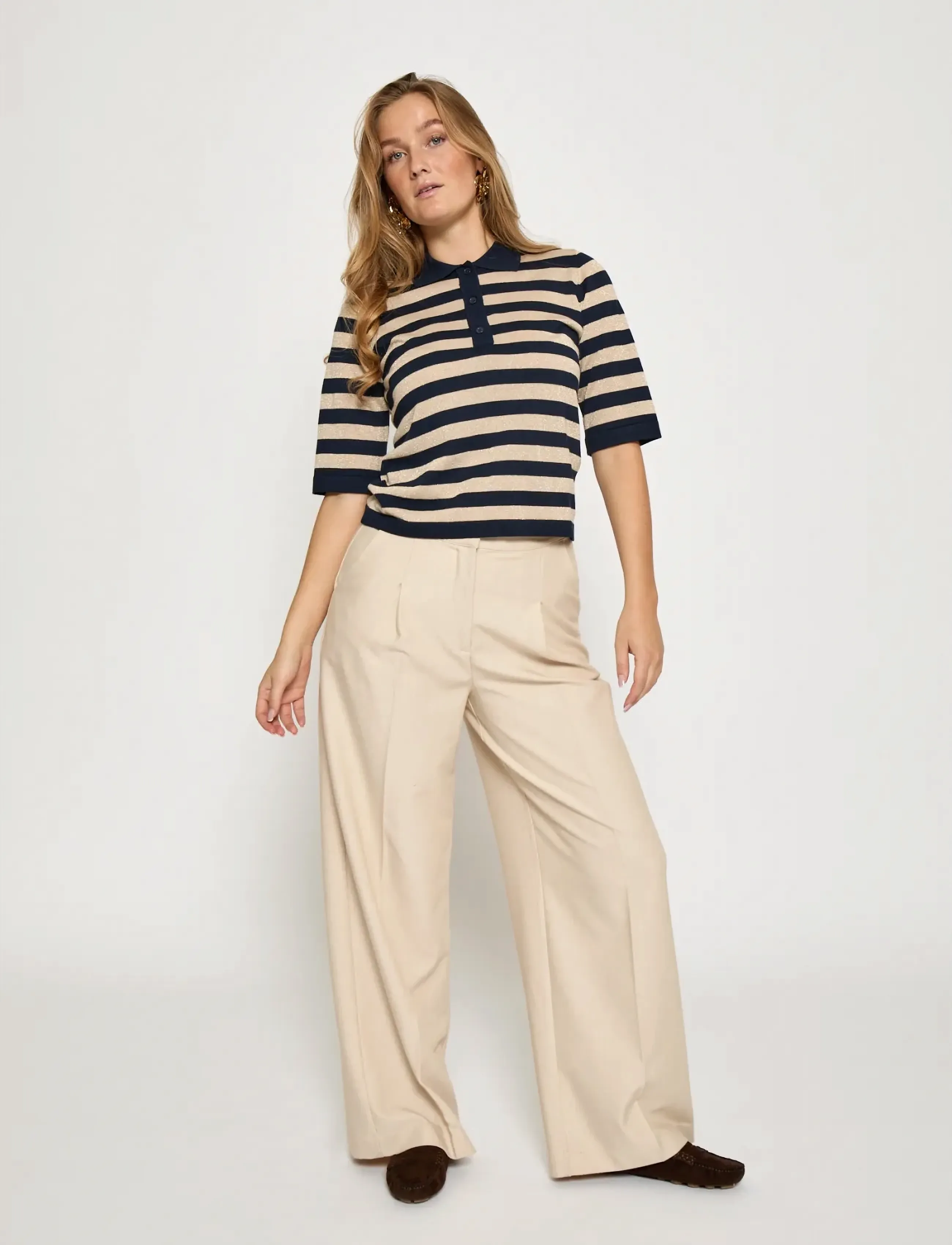 Minus - MSAlice Knit T-Shirt - polo shirts - black iris stripe - 4