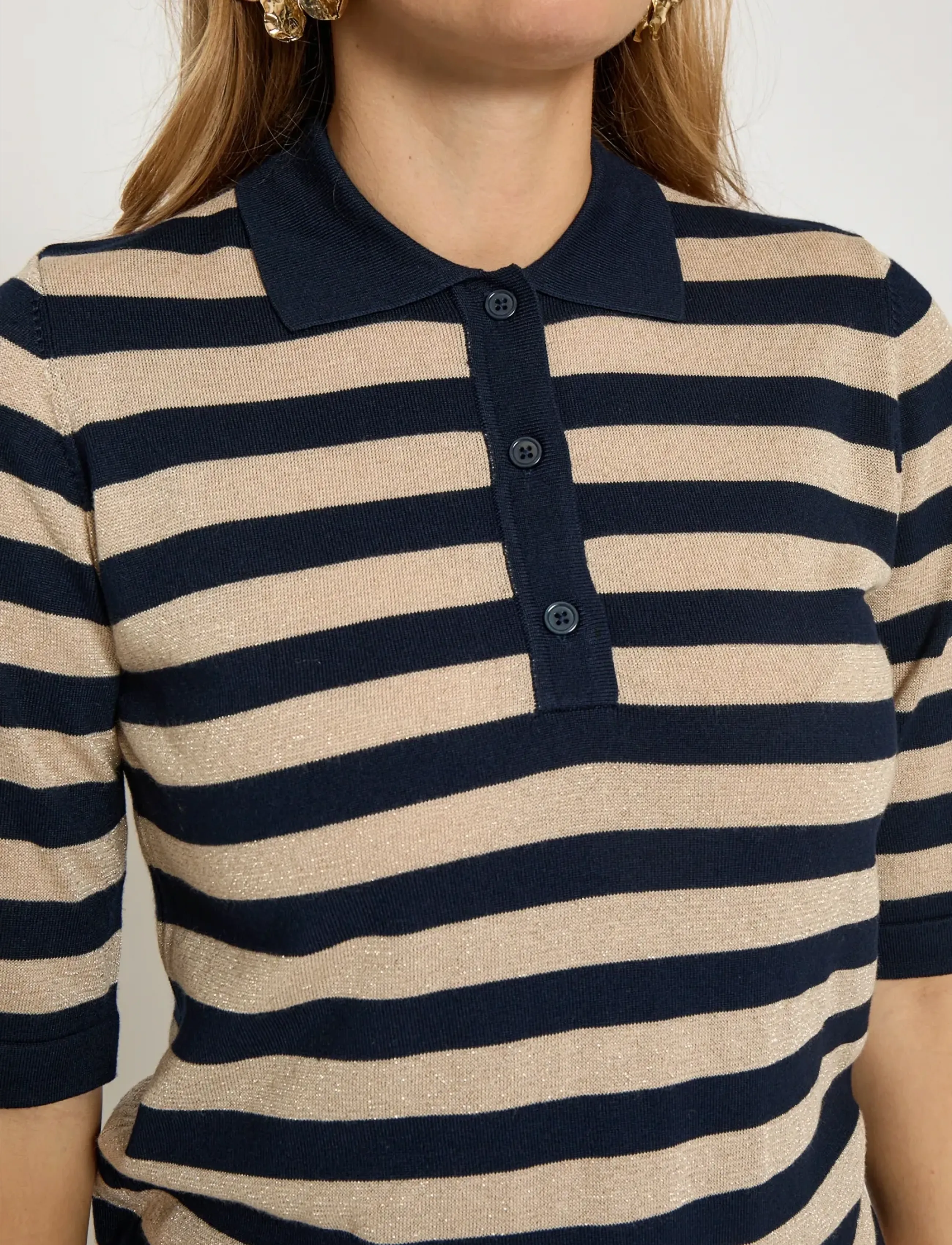 Minus - MSAlice Knit T-Shirt - polo shirts - black iris stripe - 5