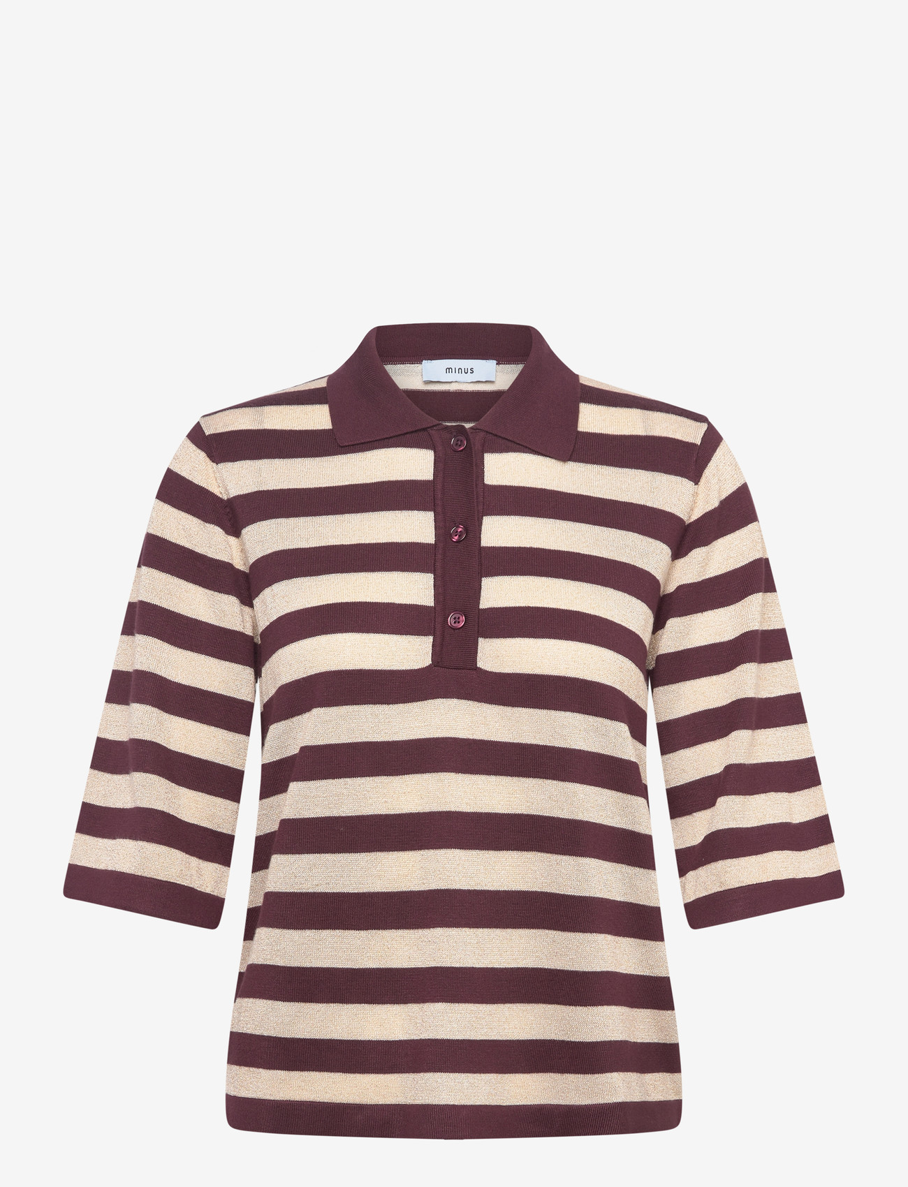 Minus - MSAlice Knit T-Shirt - poloer - fudge purple stripe - 1