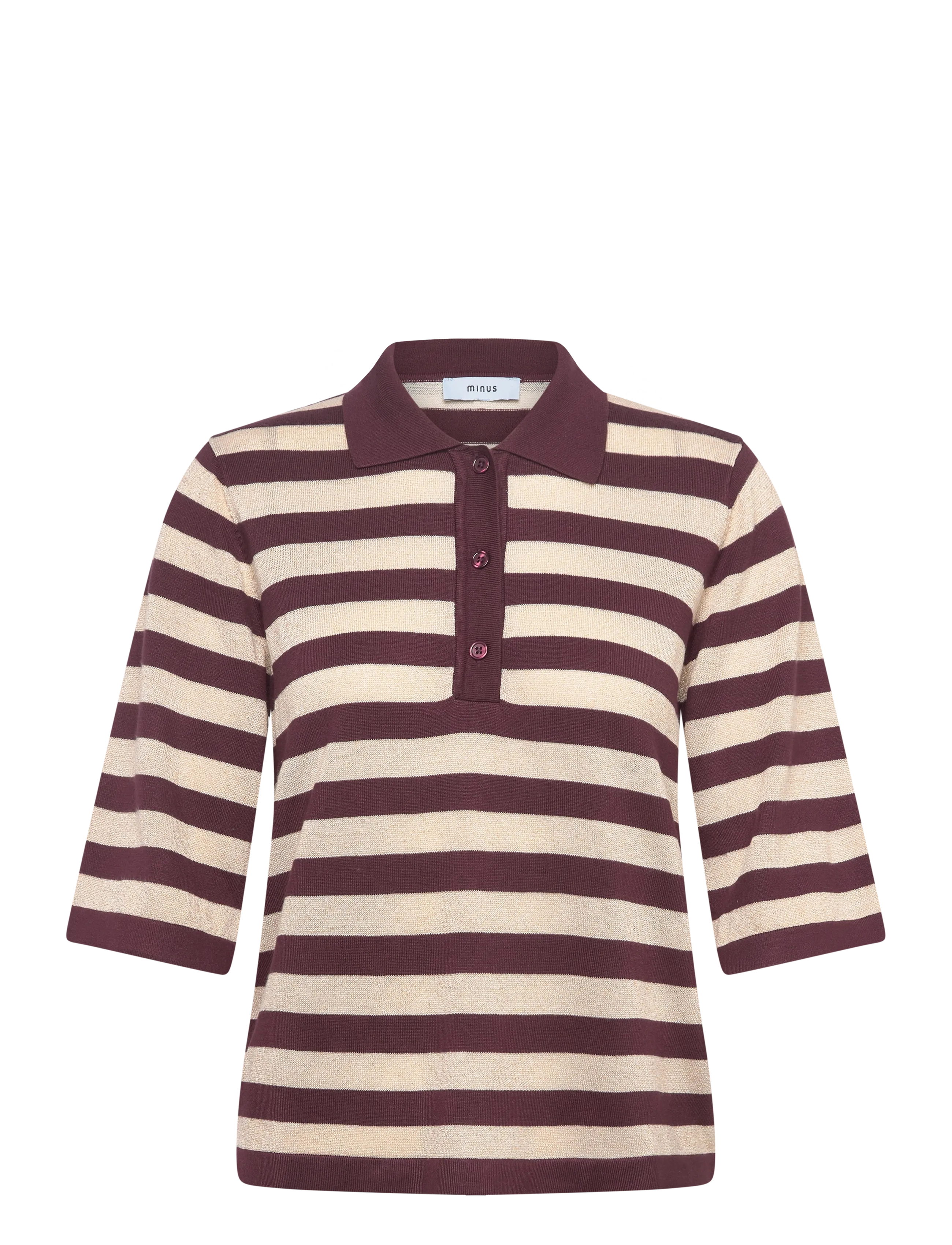Minus MSAlice Knit T-Shirt - Poloer - FUDGE PURPLE STRIPE / burgundy